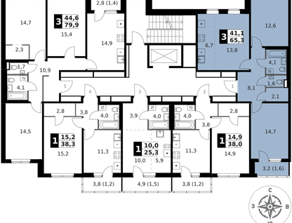 3-к. квартира, 65&nbsp;м²