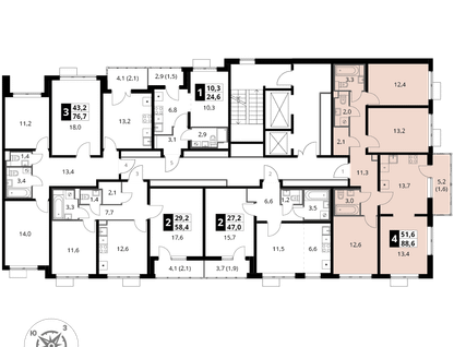 4-к. квартира, 88&nbsp;м²