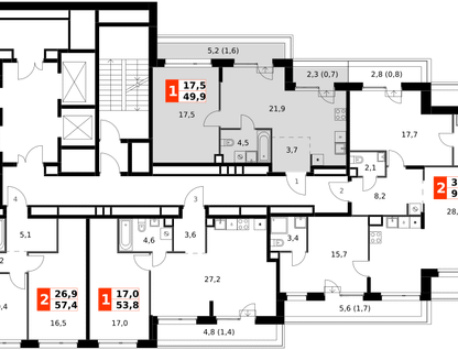 2-к. квартира, 49&nbsp;м²