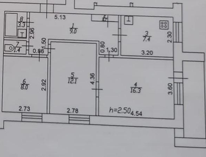 3-к. квартира, 58,2 м²