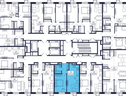 1-к. квартира, 44 м²