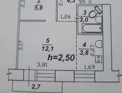 1-к. квартира, 30&nbsp;м²