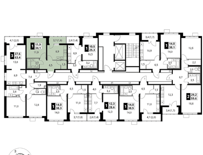 1-к. квартира, 34&nbsp;м²
