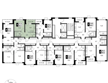 1-к. квартира, 34&nbsp;м²