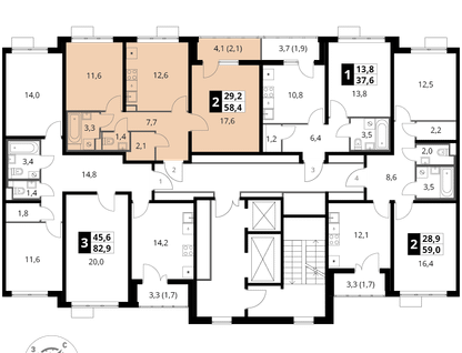2-к. квартира, 58&nbsp;м²