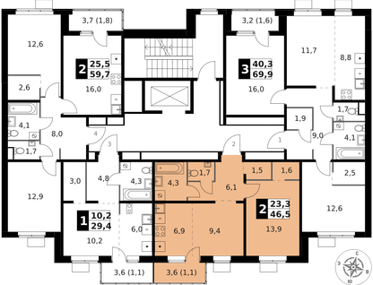 2-к. квартира, 46&nbsp;м²