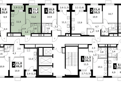 1-к. квартира, 31&nbsp;м²