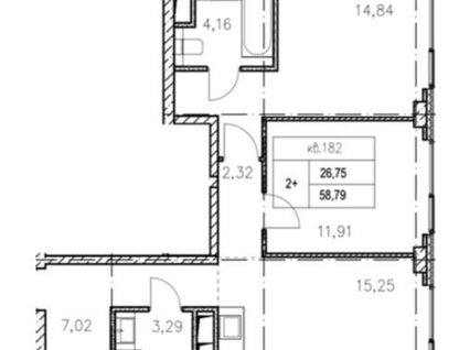 2-к. квартира, 58,8&nbsp;м²