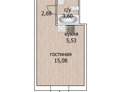 Студия, 26,9&nbsp;м²