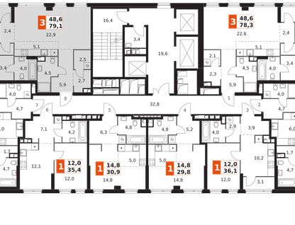 3-к. квартира, 79 м²