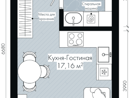 Студия, 21&nbsp;м²