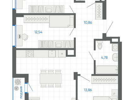 3-к. квартира, 83,1 м²