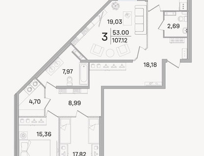 3-к. квартира, 108&nbsp;м²