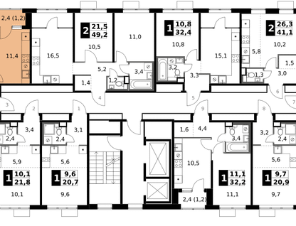 2-к. квартира, 49&nbsp;м²
