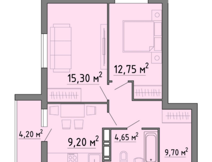 2-к. квартира, 55,8&nbsp;м²