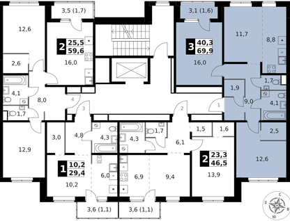 3-к. квартира, 69&nbsp;м²