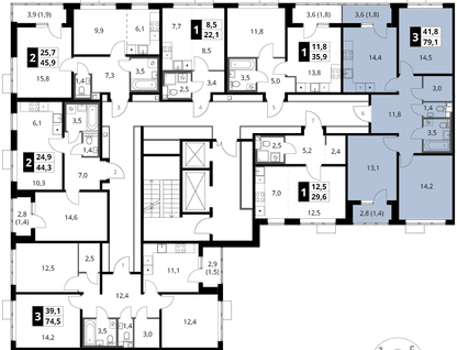 3-к. квартира, 79&nbsp;м²