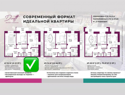 2-к. квартира, 65&nbsp;м²