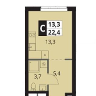 Студия, 22,4 м²