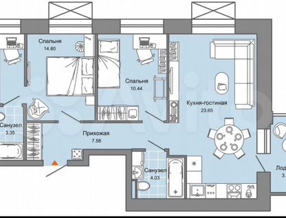 3-к. квартира, 66&nbsp;м²