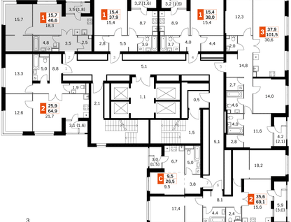 1-к. квартира, 46&nbsp;м²
