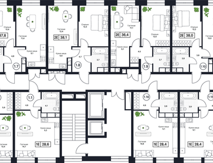 1-к. квартира, 38&nbsp;м²