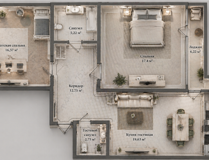 3-к. квартира, 74,4&nbsp;м²