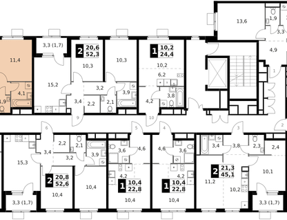 2-к. квартира, 57 м²