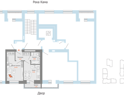 1-к. квартира, 34&nbsp;м²