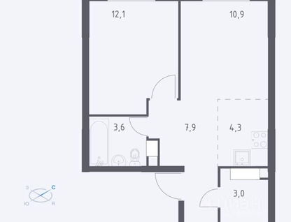 1-к. квартира, 41,8&nbsp;м²