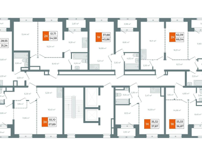 2-к. квартира, 66&nbsp;м²