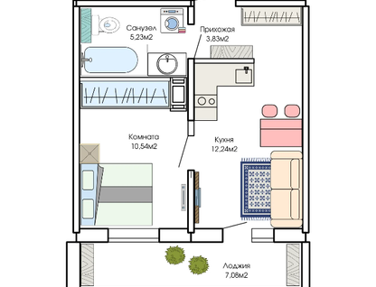 1-к. квартира, 38,9&nbsp;м²