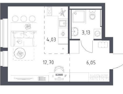 Студия, 25,9&nbsp;м²