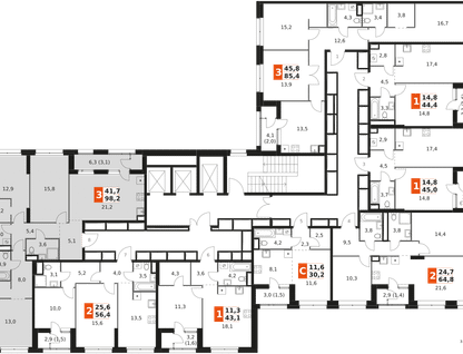 3-к. квартира, 98&nbsp;м²