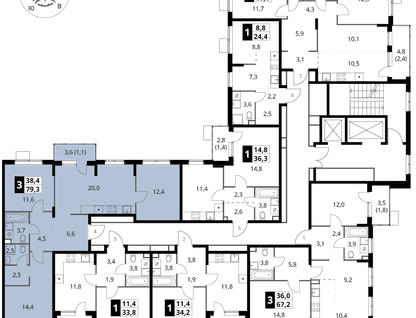 3-к. квартира, 79&nbsp;м²