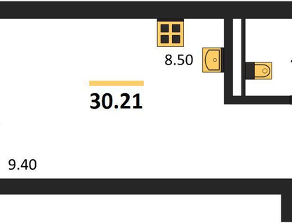 Студия, 30,2&nbsp;м²