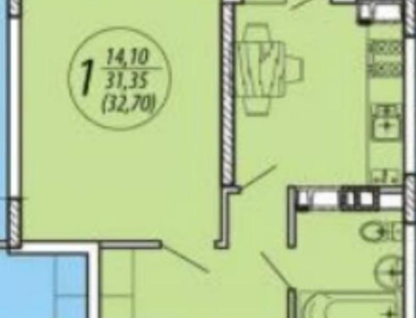 1-к. квартира, 32,7&nbsp;м²