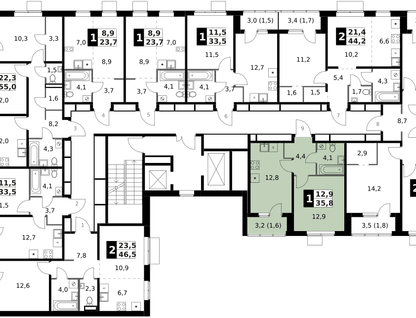 1-к. квартира, 35&nbsp;м²