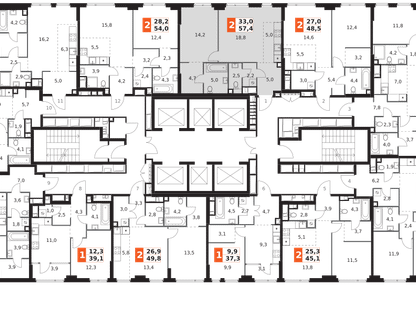 2-к. квартира, 57 м²