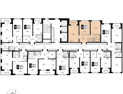 2-к. квартира, 54&nbsp;м²