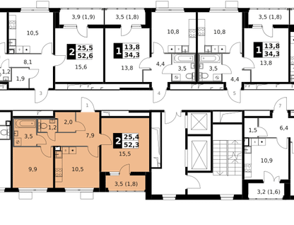 2-к. квартира, 52 м²