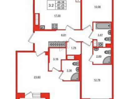 4-к. квартира, 87,2&nbsp;м²