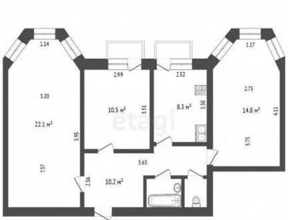 2-к. квартира, 69,3&nbsp;м²