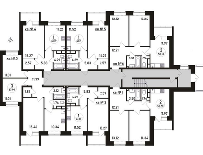 2-к. квартира, 56&nbsp;м²