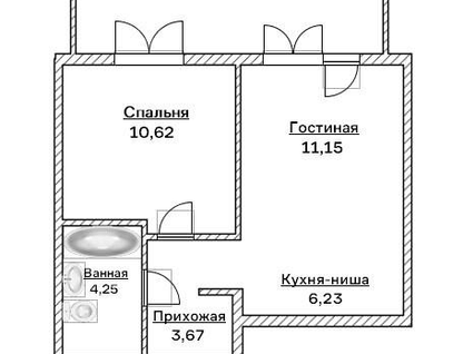 2-к. квартира, 38,1&nbsp;м²