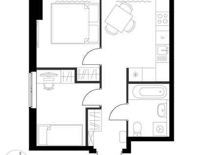 1-к. квартира, 36&nbsp;м²