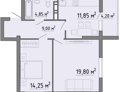 2-к. квартира, 64 м²