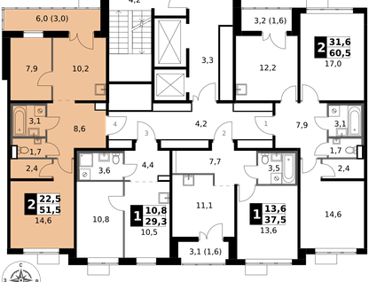 2-к. квартира, 51&nbsp;м²