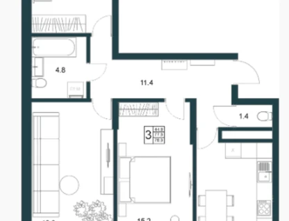 3-к. квартира, 78,9&nbsp;м²