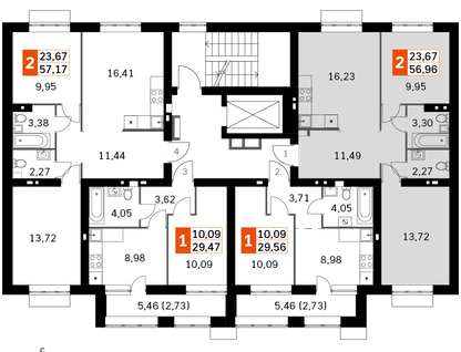 2-к. квартира, 59&nbsp;м²